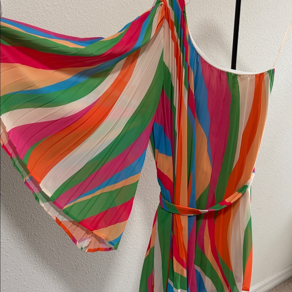 Colorful Striped One-Shoulder Dress
